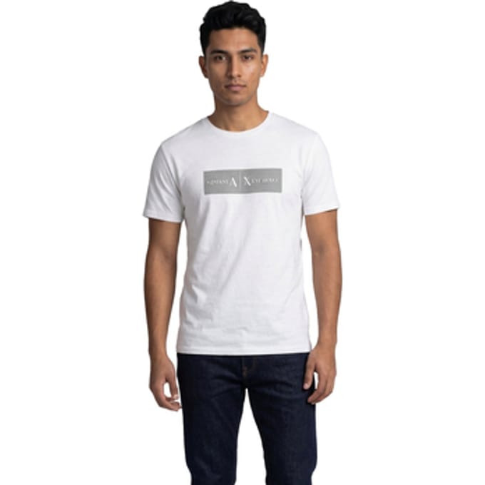 Armani Exchange T-Shirt Met Streeplogo, Beige