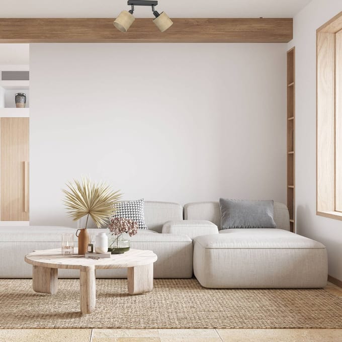 Luminex Plafondspot Adeline jute kappen 2-lamps lang