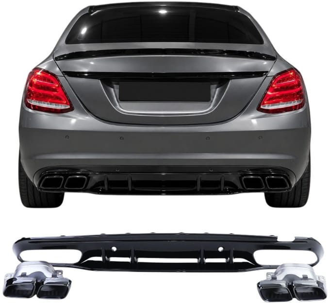 Achterdiffuser geschikt voor Mercedes-Benz C-Klasse W205 (2014-2021) zonder AMG Line