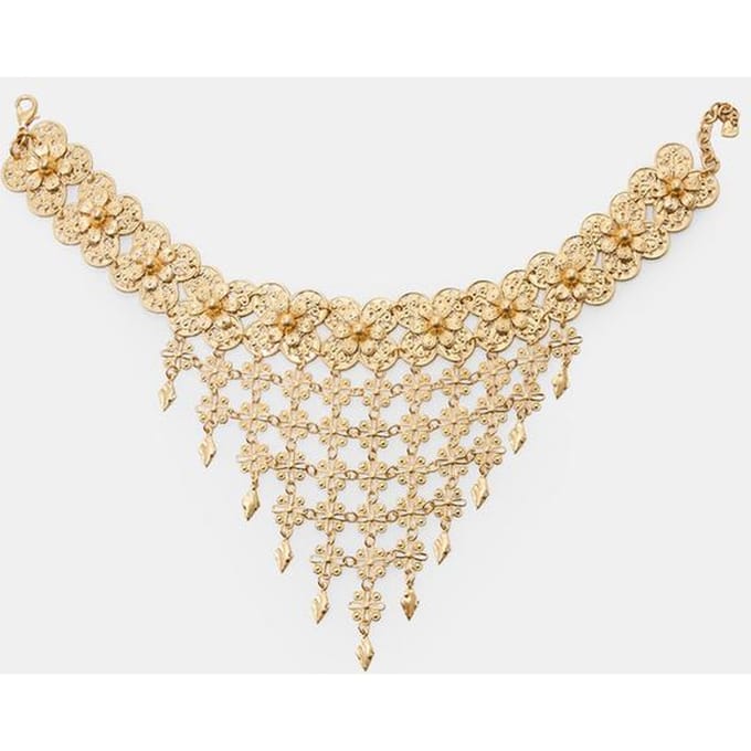 Stradivarius Studs choker met bloemen in watervalmodel  Goud OS
