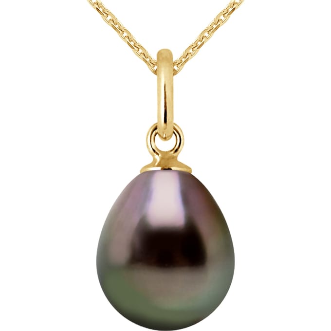 Gelede hanger Tahitian Pearl 9-10 mm Pear Yellow Gold
