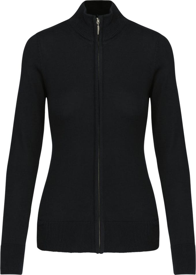 Kariban Dames cardigan met rits K962 - Black - S