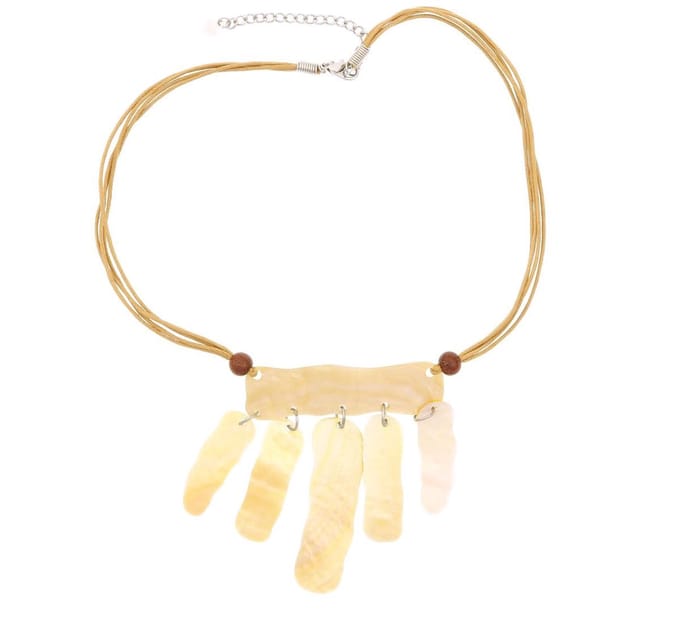 Behave Ketting bruin beige met schelpen hangers - 45 cm