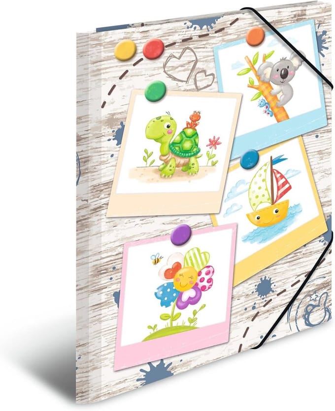 A4 Kindermap met Houtlook en Kleuterschoolmotief - Hoekspanmap voor Kinderen