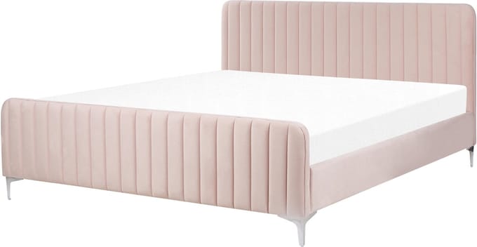 LUNAN - Tweepersoonsbed - Pastelroze - 180 x 200 cm - Fluweel