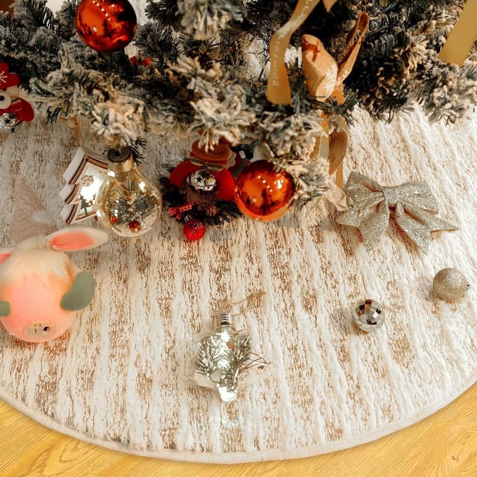 Grote Pluche Kerstboomrok van Nepbont voor Feestelijke Kerstdecoraties en Sfeervolle Versiering