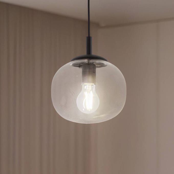 TK Lighting Vibe hanglamp, helder glas, Ø 20 cm