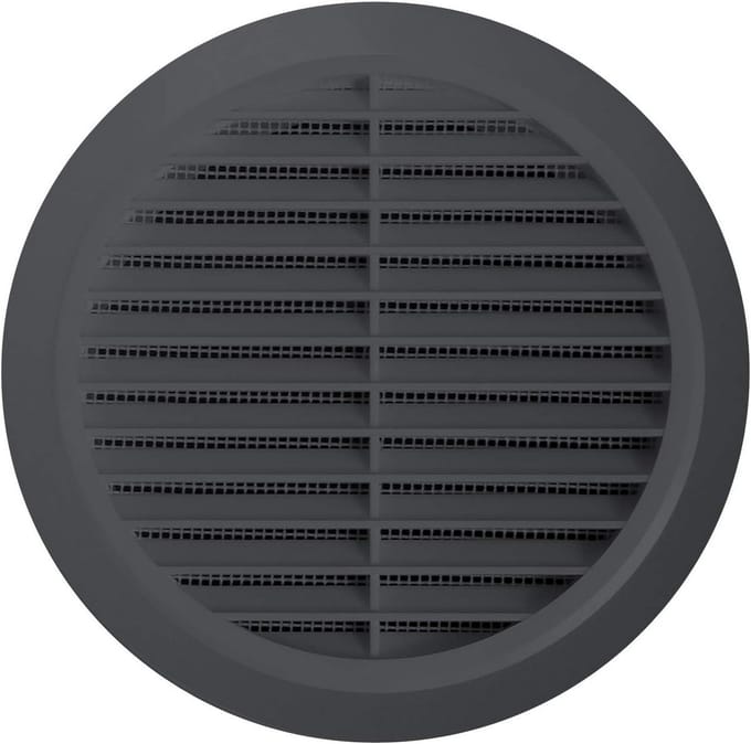 Rond Ventilatie Rooster met Insectennet en Flens 80 mm Antraciet