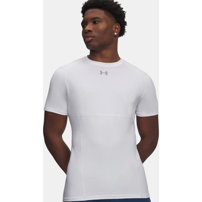Under Armour UA HG Elite Fitted SS-WHT Heren Sportshirt - Wit - Reflective