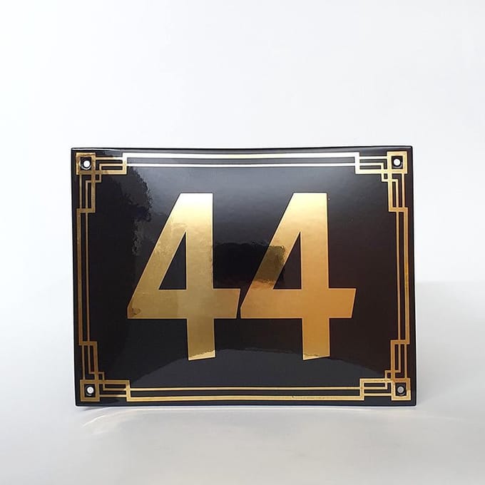 Art deco | jaren ’30 | luxe emaille huisnummer - 44