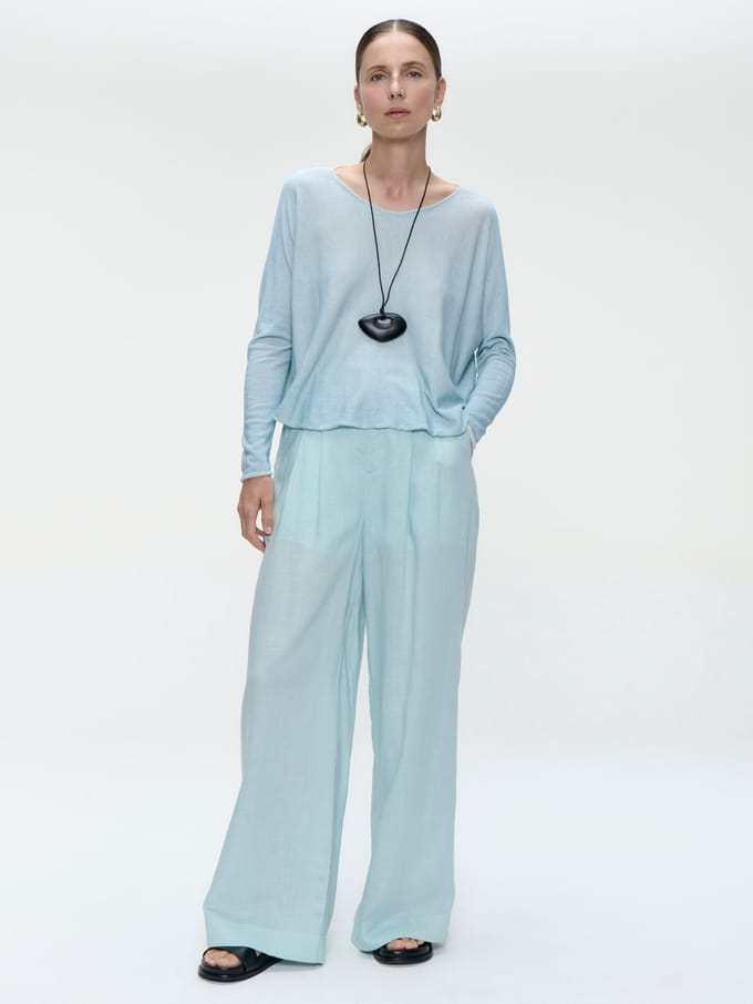 Pullover cotton dyed 3404 | Pastel Blue - Pastel Blue / S