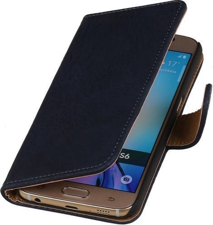 BestCases.nl Huawei P8 Hout booktype hoesje Blauw