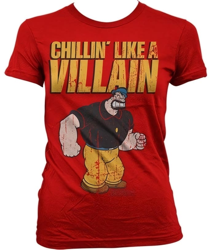 Popeye Dames Tshirt -S- Chillin' Like A Villain Rood
