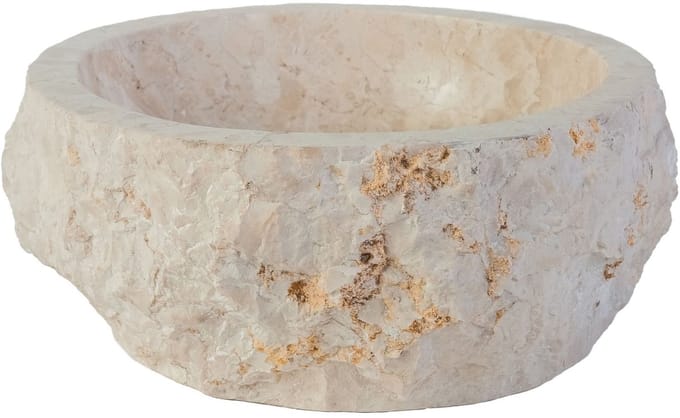 Geërodeerde Natuurmarmeren Waskom – 30-35x15 cm – Crème