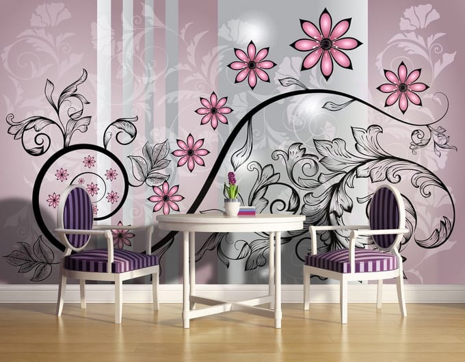 Flowers Floral Pattern Photo Wallcovering
