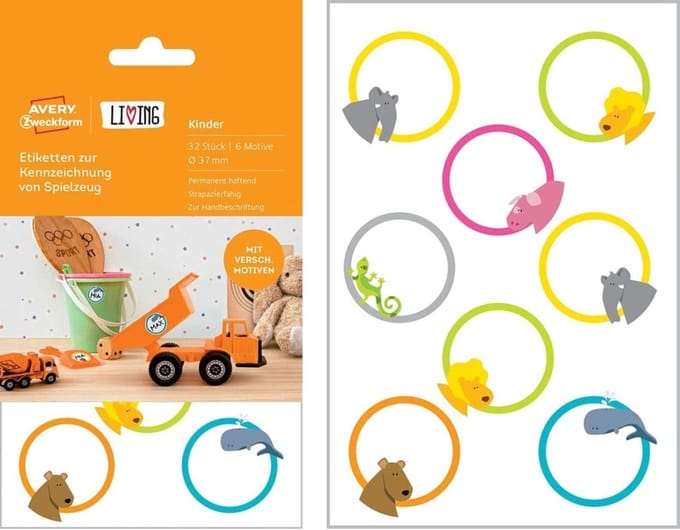 LIVING Kinder 32x identificatielabels 37mm