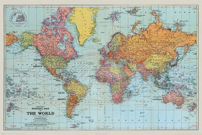Stanford's Map Of The World Colour - Maxi Poster