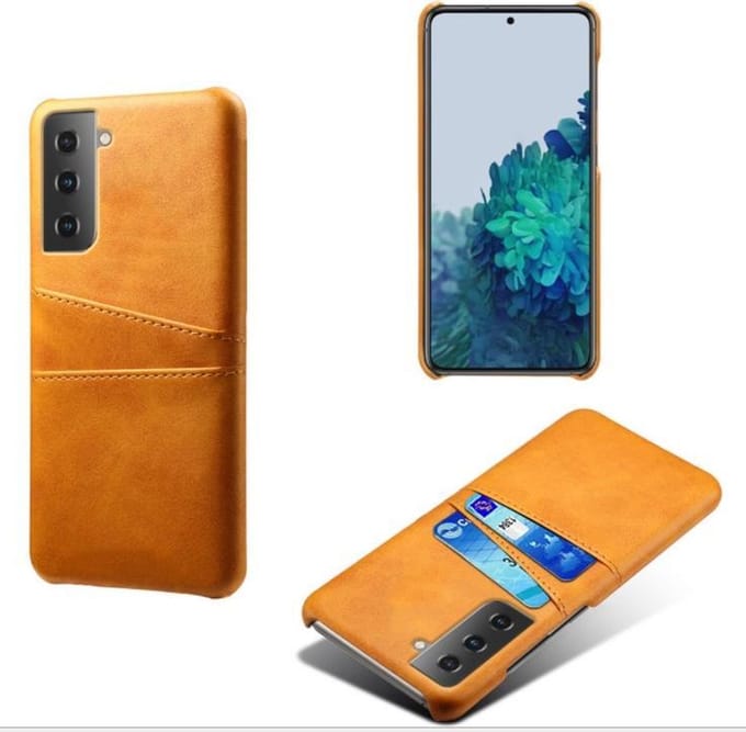 Backcover met Opbergvakjes + PMMA Screenprotector voor Galaxy S21 5G _ Bruin