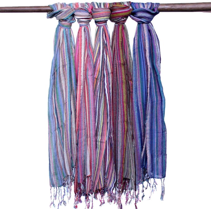 5 x Ancient Wisdom - Sjaal - Indiase boho sjaal 50x180cm paarse tinten