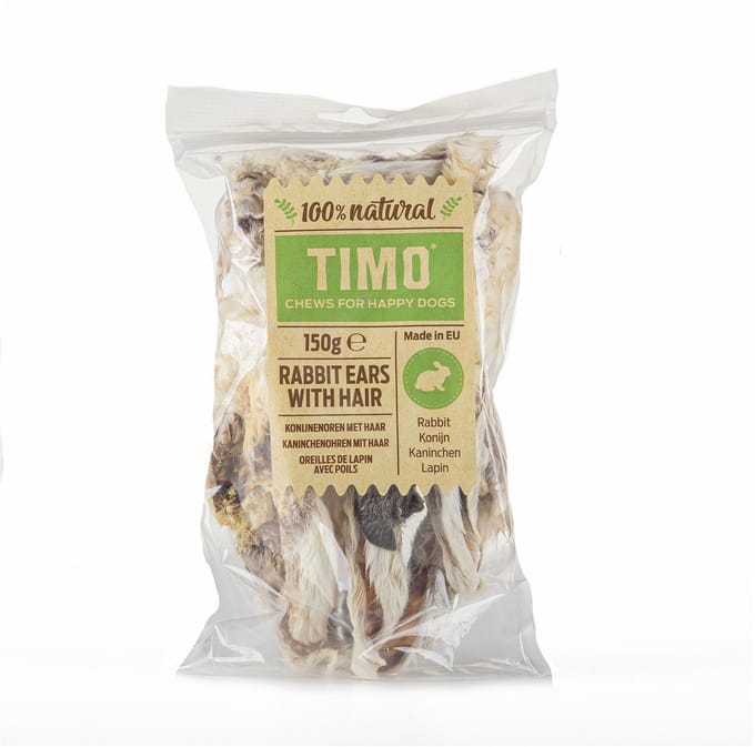 Timo Konijnenoren Met Vacht - Hondensnacks - 10 stuks