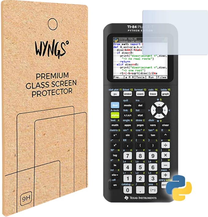 WYNGS Schermfolie voor TI-84 Evo-T / TI-84 Plus CE-T Python Edition
