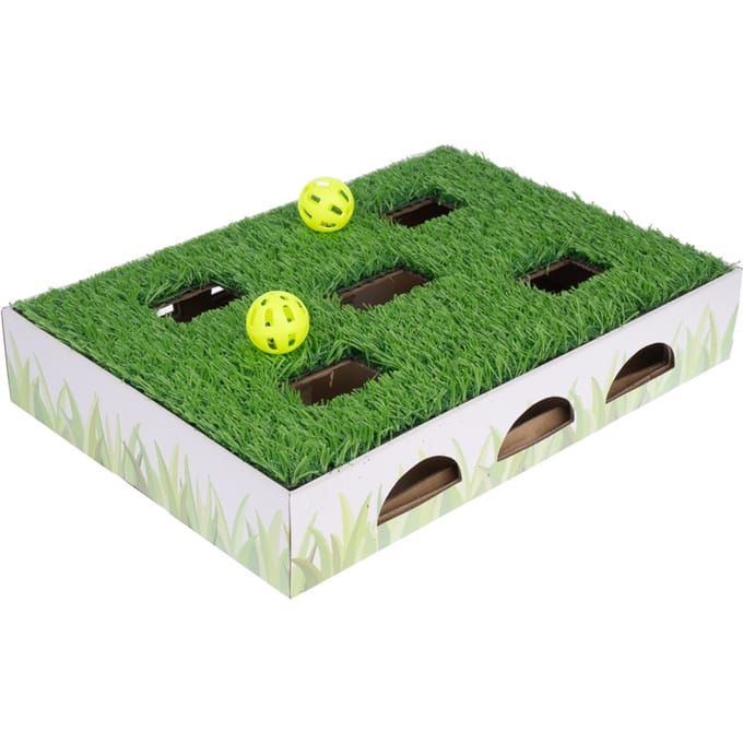 TIAKI kattenspeelgoed jachtdoos met grasveld 40x28x7cm
