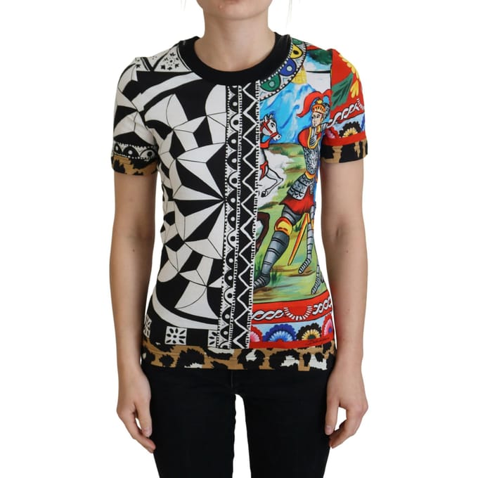 Geprinte Korte Mouw Crew Neck Top