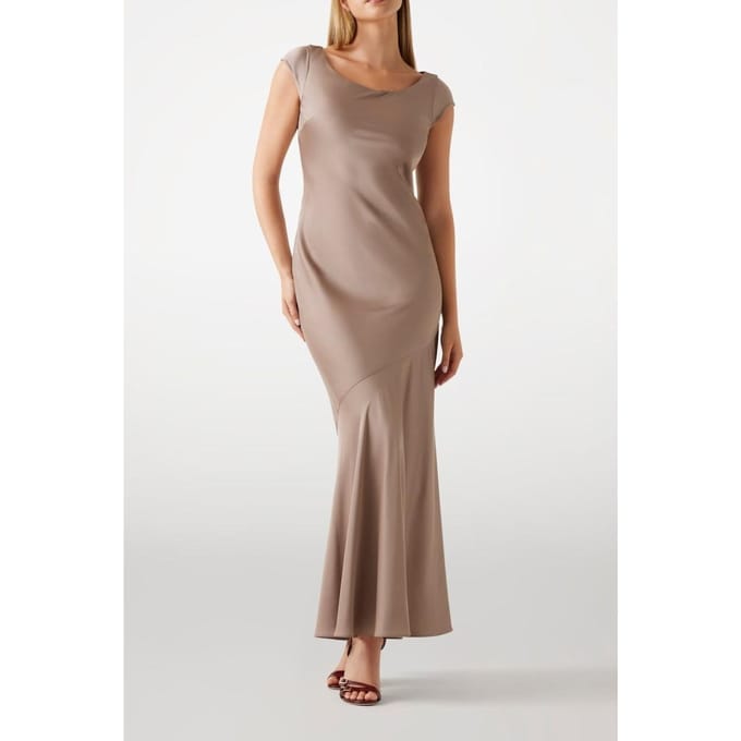 GUESS Ss Silvana Long Dres Silk Taupe Größe: S | Maxikleider Outlet | Damen | Schwarz