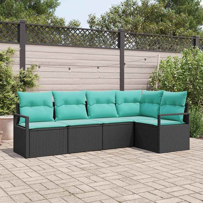 vidaXL Bankstel 5 st Zwart poly rattan
