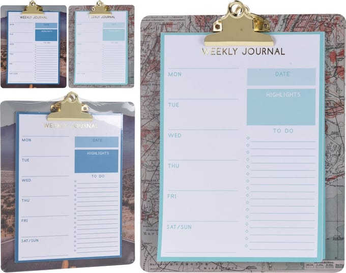 Klembord A4 met weekplanner World map