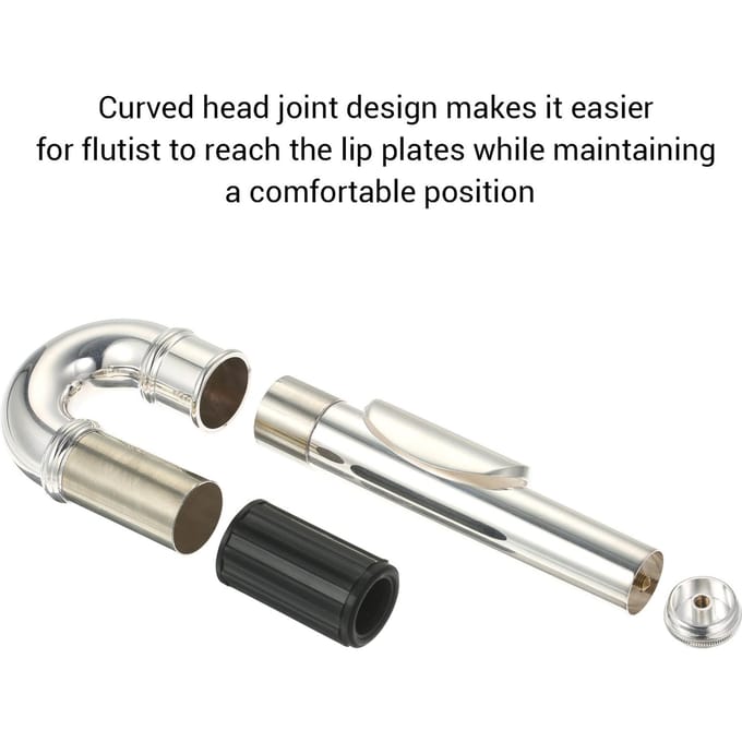 Flûte Plaqué Nickel Tête Courbée Accessoires d'Instruments de Musique Pièce de Rechange Têtes argenté