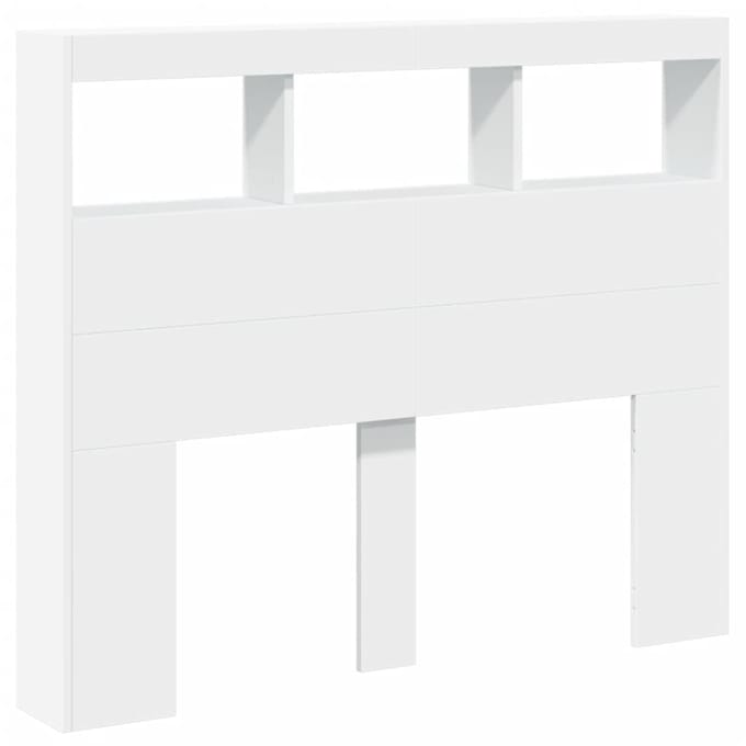 Vidaxl Tête de lit avec étagères et éclairage LED, Blanc, 120x17x102 cm