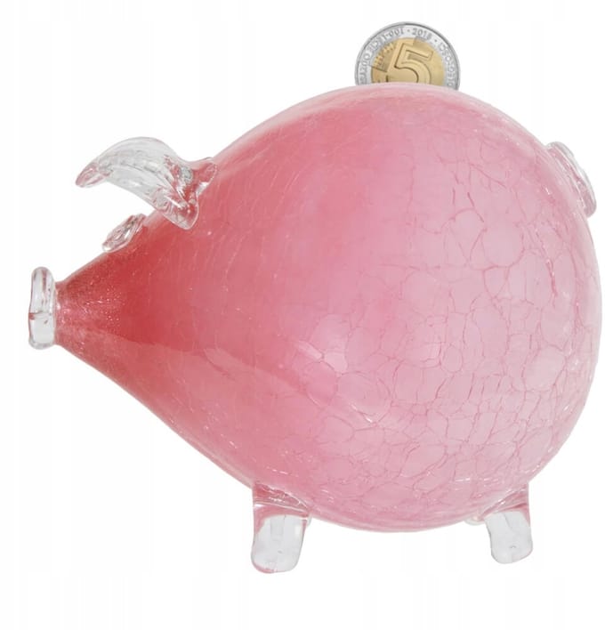 Roze gebarsten Spaarvarken - Grote glazen spaarpot - Handgemaakt - Decoratief - Geschenkidee