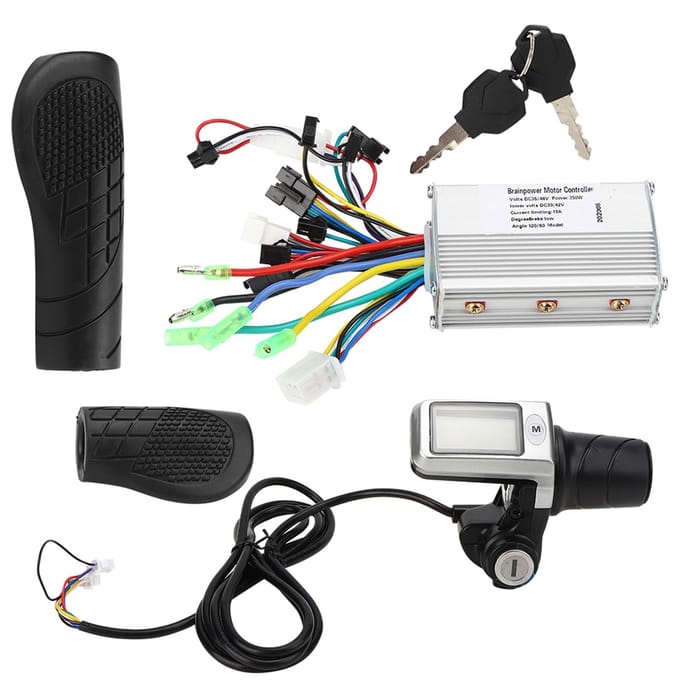 2 in 1 Elektrische Fiets Elektrische Scooter Controller LCD Gesplitste Meter Gashendel Gripset gray