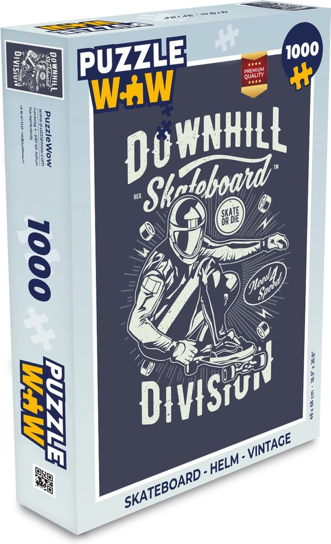 Puzzel Skateboard - Helm - Vintage - Legpuzzel - Puzzel 1000 stukjes volwassenen