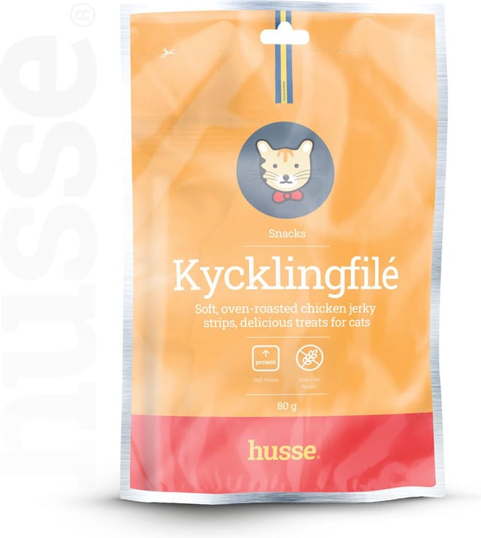 Husse Kat Kycklingfilé - Kattensnack, Kattensnoepjes, Katten Snacks - 6x 80 g
