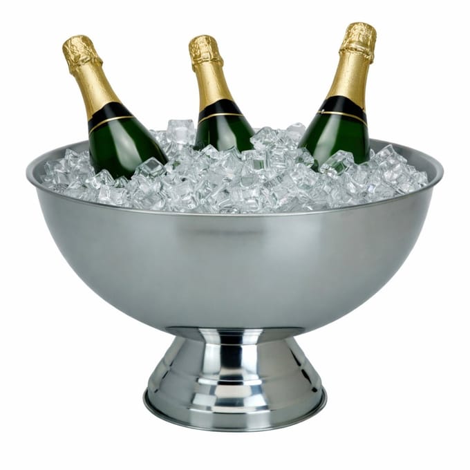 Excellent Houseware Champagnekoeler - op voet - RVS - zilver - 39x24 cm - schaal