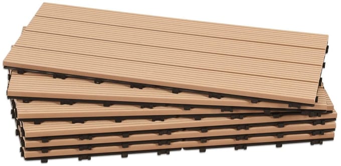 Terrastegels - Tuintegels Kliksysteem - Buitenruimte Inrichten - Waterdicht Composiet - 30 x 60 cm - Teak