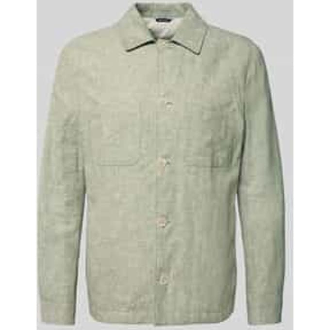 relaxed fit overshirt van linnenmix met kentkraag