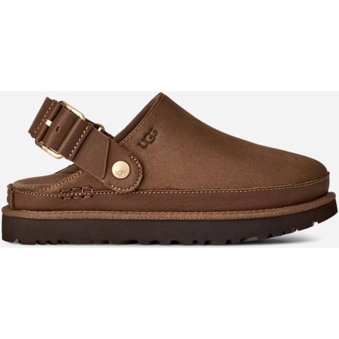 UGG® Goldenstar Villa Clog for Women in Brown, Size 5, Nubuck/Polyester/Leather