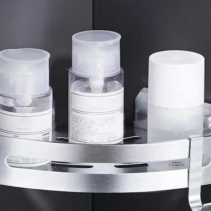 Ponsvrij Douche Opbergrek Aluminiumlegering Badkamer Hoek Opbergplanken voor Thuis Driehoekig white