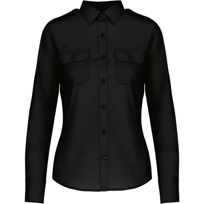 Kariban Damespilootoverhemd lange mouwen K506 - Black - XL