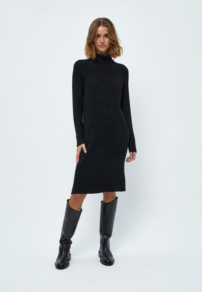 Minus Ava Knit Turtleneck Dress Dames - Jurk - Zwart - Maat M