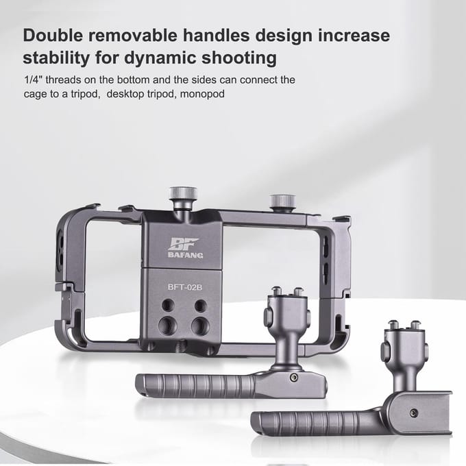 BAFANG BFT-02B Universele Telefoonkooi Draagbare Telefoon Video Rig Kit Handheld Smartphone Stabilisator zwart