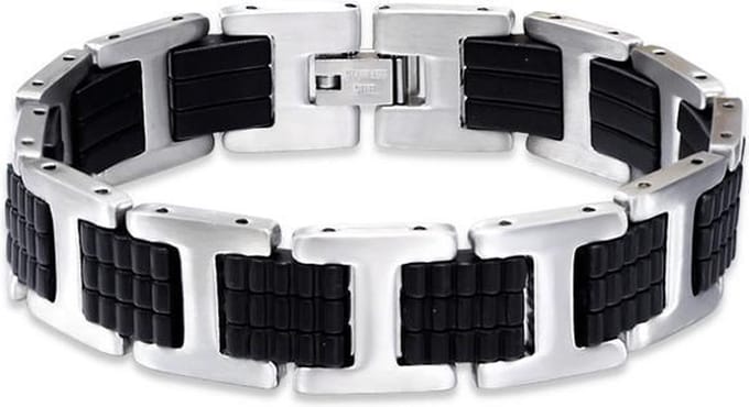 Montebello Armband Bensje - 316L Staal PVD - Rubber - 15mm - 21cm