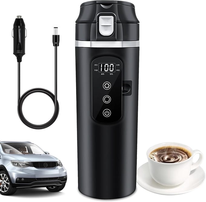 Waterkoker 12v voor Auto - Heetwaterdispenser Klein - Zwart