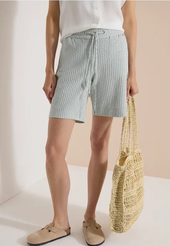 Shorts met Wide Leg pijpen van seersucker