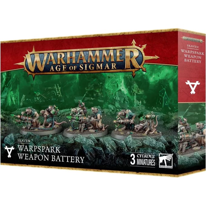 Beeldje Games Workshop Warhammer AoS - Skaven Batterie d'Armes à Maletincelles (x3)