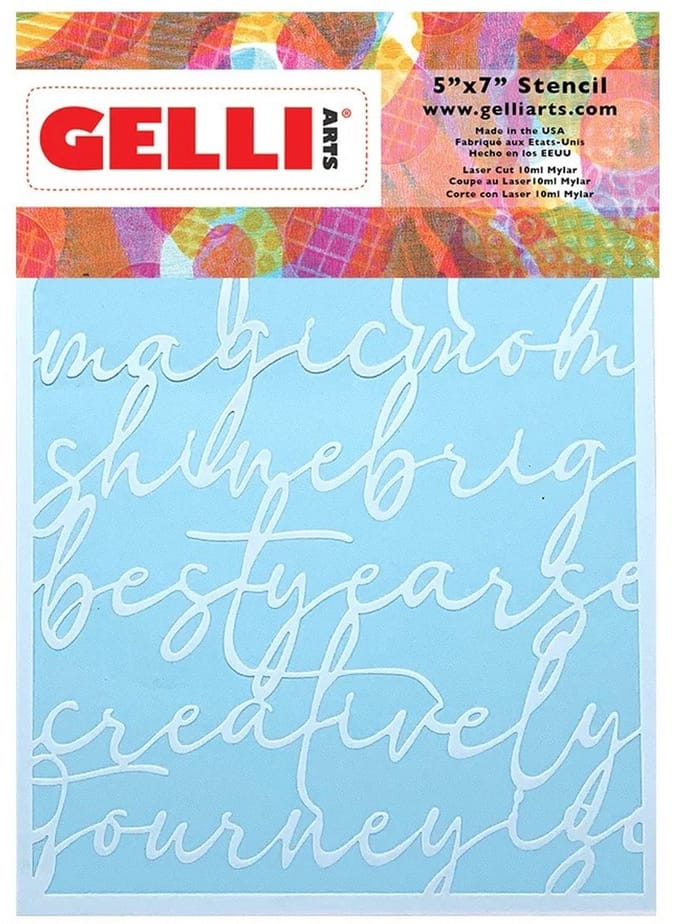 Gelli Arts stencil speelgoed - Script Stencil 12,7x17,8cm duurzaam.
