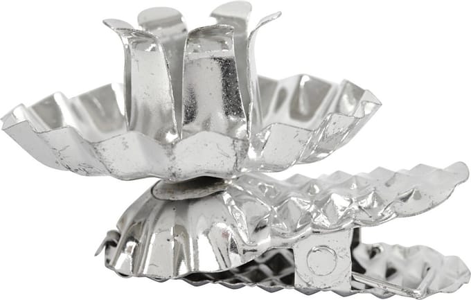 Creativ Company metalen kaarsenhouder klem zilver 40 mm 8 stuks kerstboom.